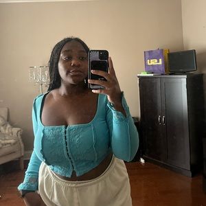 Blue lace detail top